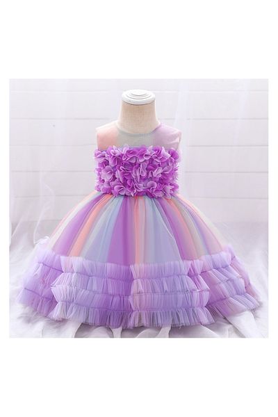 Mark & Mia Mark & Mia Bow Detailing Floral Embellished Party Dress - Purple