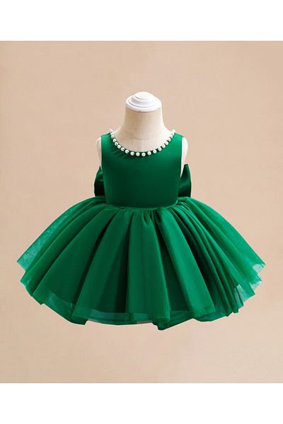 Mark & Mia Mark & Mia Large Bow Detailing Pearl Embellished Party Dress - Green