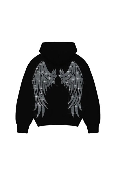 Violon Y2K Wings Rhinestone Taşlı Hoodie Unisex Sweatshirt