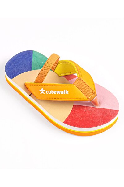 Cute Walk by Babyhug Cute Walk by Babyhug Flip Flops with Back Strap Closure - Red Orange & Blue
