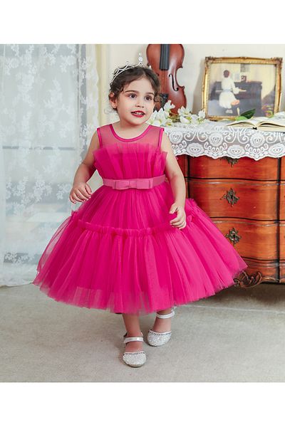 Mark & Mia Mark & Mia Bow Detailing Tulle Party Dress - Fuchsia