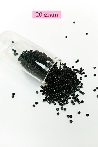 STUMBANNG Bulk glass sand beads (11/0) 2 mm - 20 grams - black - bnc010