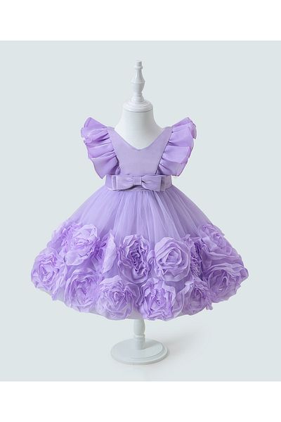 Mark & Mia Mark & Mia Bow and Intricate Rose Detailing Dress - Purple