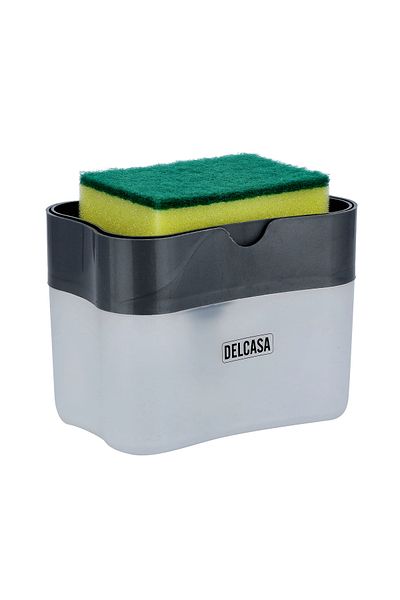 DELCASA موزع صابون سائل مع إسفنجة للفرك، 13 أونصة، DC2602