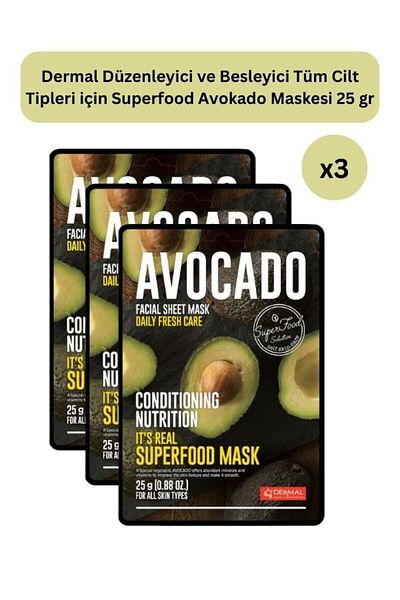 Dermal Superfood Avocado Mask - for Organizer and Nourishing, 25gr Set of 3