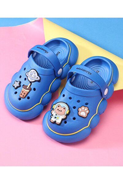 Babyoye Babyoye Clogs with Back Strap Closure Space Applique - Blue