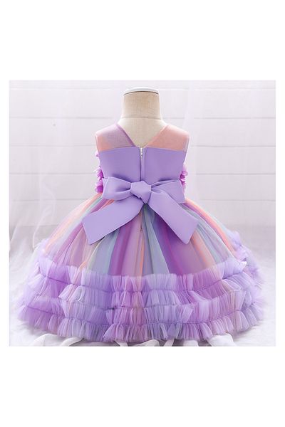 Mark & Mia Mark & Mia Bow Detailing Floral Embellished Party Dress - Purple
