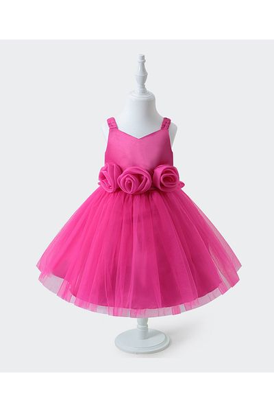 Mark & Mia Mark & Mia Rose Detailing Party Dress with Bow Headband - Fuchsia