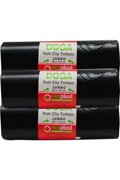 ECOPLAST Doğa Jumbo 80cm*110cm Black Garbage Bag 3 Pieces