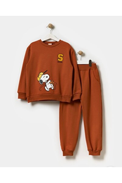MODA بدلة رياضية للأولاد مطبوعة من Snoopy ومطرزة من الخلف ومطبوعة من الداخل م...