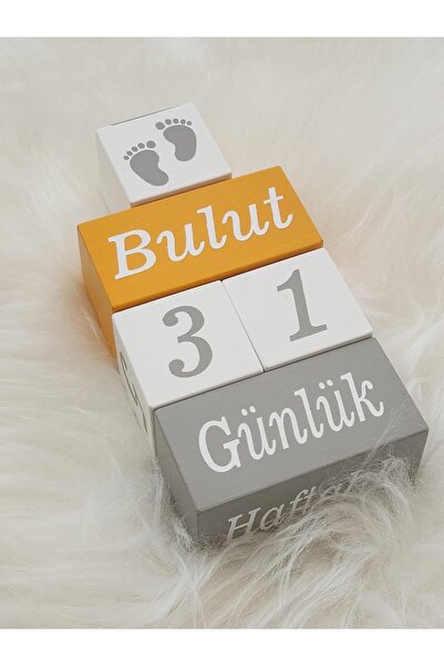 Yoyowoods Ahşap Anı Küpü, Gri ve Güneş Sarısı renklerde güzel dekorasyon seçeneği