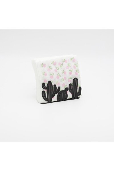 MAVİ TREND Black Cactus Patterned Metal Tableware Table Top Napkin Holder Model