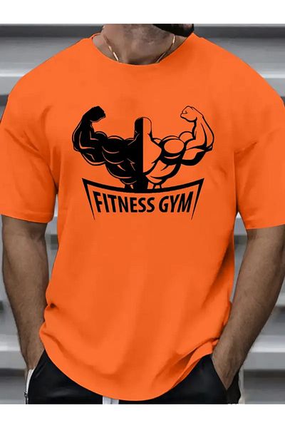 DAXİS Sportwear Company Ανδρικό μπλουζάκι με στάμπα GYM με λαιμόκοψη