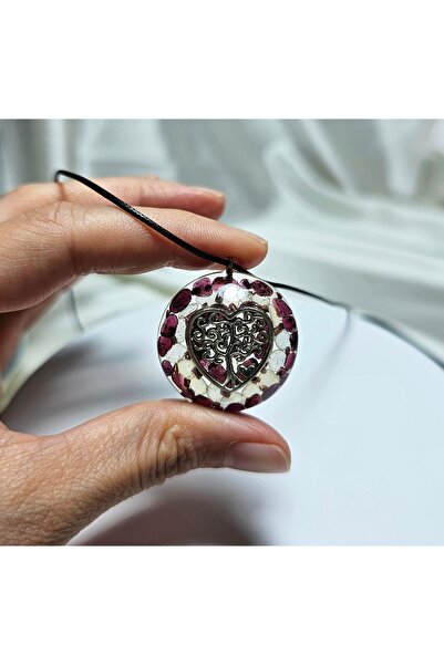 Singincraft Kalp Yaşam Ağacı - Kırmızı Garnet, Aura Aqua Orgonit Kolye