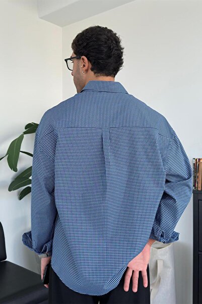 HAFKAGİYİM Синя картата сорочка в стилі олдскул