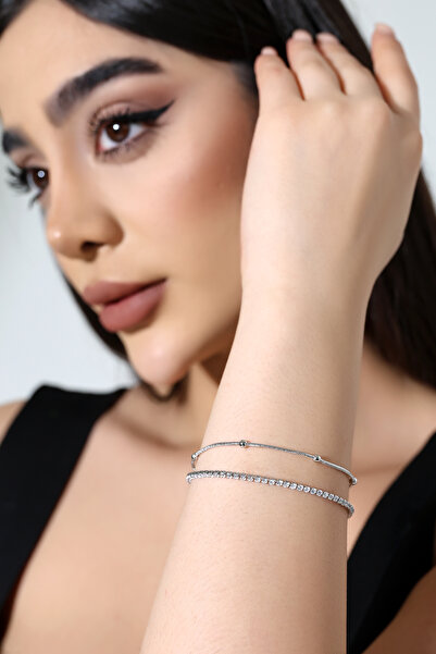 VG BOND MODA سوار نسائي من الفولاذ المقاوم للصدأ قابل للتعديل باللون الفضي مر...