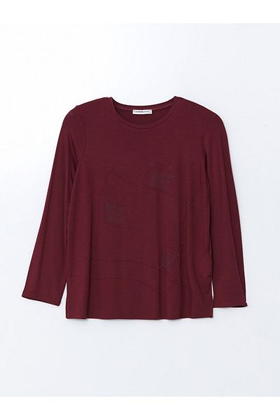 LC Waikiki Γυναικείο T-Shirt LCW Grace Crew Neck Stone