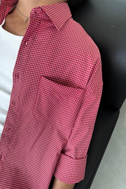 HAFKAGİYİM Red Checkered Old School Oversize Shirt