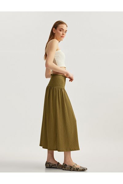 Koton High Waist Gimped Wrap Midi Skirt Wrap
