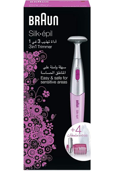 Braun ماكينة تشذيب البكيني Silk-epil 3 في 1 مع 4 ملحقات - FG1100