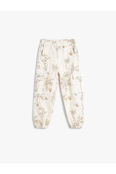 Koton Cotton Pocket Detailed Floral Print Jogger Sweatpants