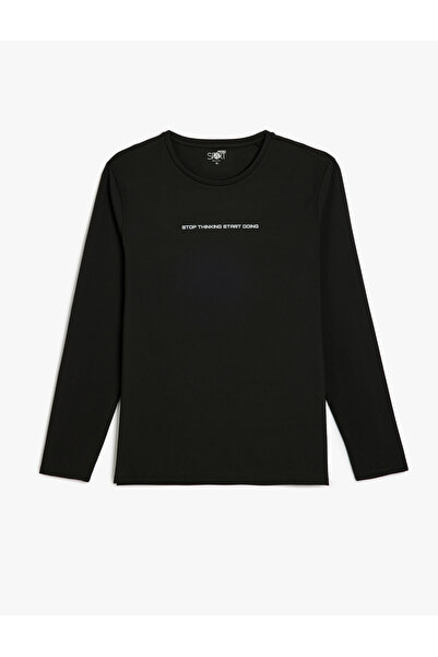 Koton Αθλητικό φούτερ με σλόγκαν με μακρυμάνικο λαιμόκοψη