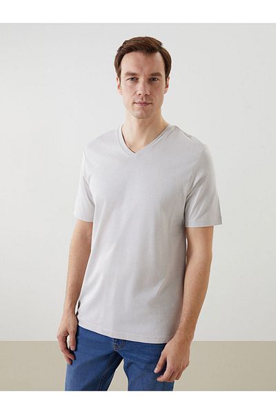 LC Waikiki New Season V-Neck Short Sleeve Combed Cotton Men's T-Shirt - S50845Z8
