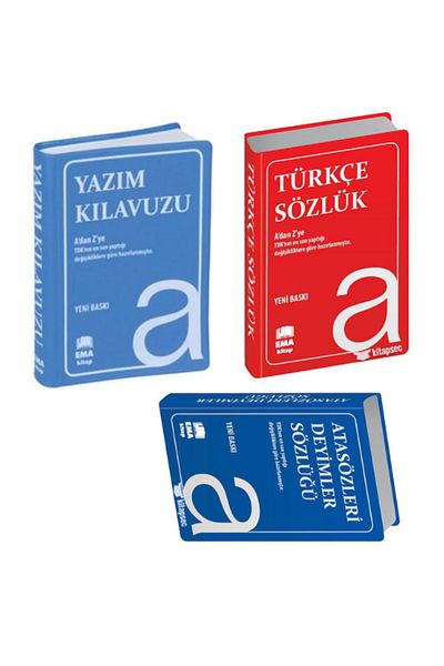 Glanart Set de dicționar turc pentru predare inițială aprobat de tdk, manual de ortografie, proverbe și fraze (set de 3)