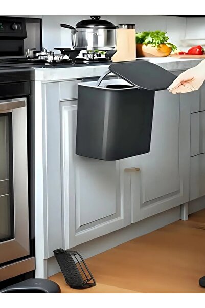 Roza's Home Clamshell Cabinet Trash Can, 15 Liter Functional Clamshell Adhesive Trash Can