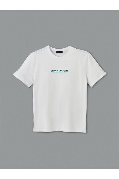 LC Waikiki Tricou cu mâneci scurte cu decolteu rotund de sezon nou - Tricou cu imprimeu pentru bărbați