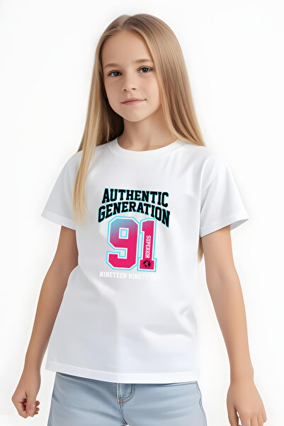 FYK COLLECTİON Κοντομάνικο μπλουζάκι για κορίτσια με στάμπα Generation 91