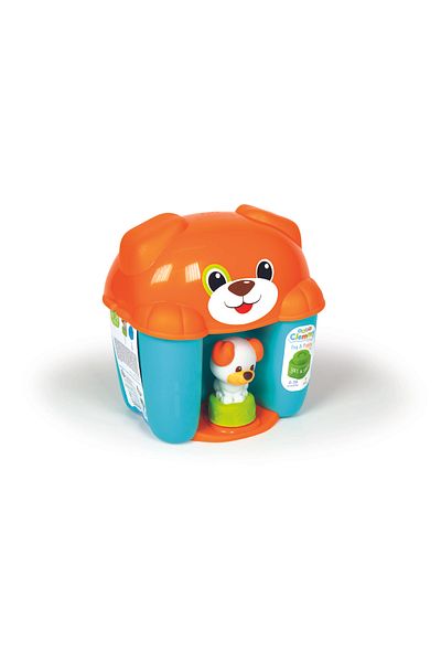 CLEMENTONI Soft Clemmy- Dog Bucket With Blocks Toy(7 PCS)- For Kids 6 Months+ Years Old