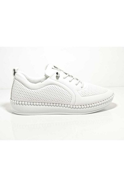Voyager Z094 Λευκά Γυναικεία Δερμάτινα Παπούτσια Casual