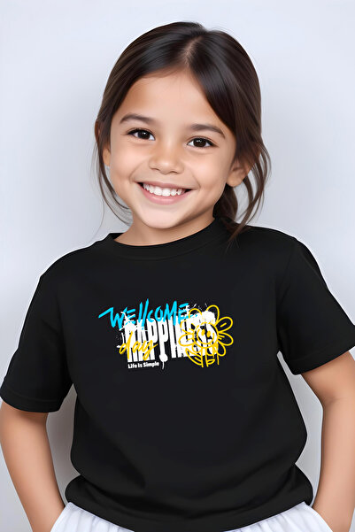 FYK KİDS ΚΟΡΙΤΣΙΣΤΙΚΟ WELLCOME HAPPİNES ΤΥΠΩΜΕΝΟ T-Shirt