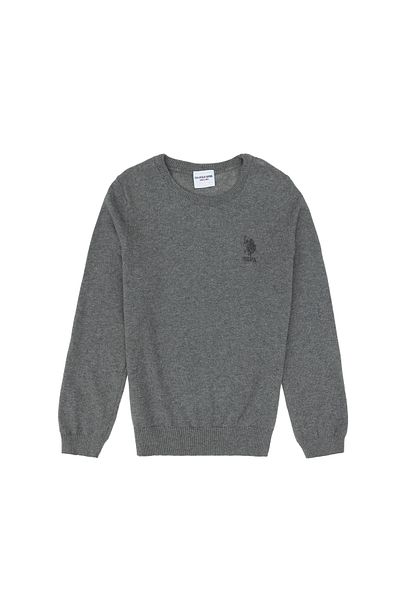 U.S. Polo Assn. Boy's Gray Melange Basic Sweater 50288893 -Vr086