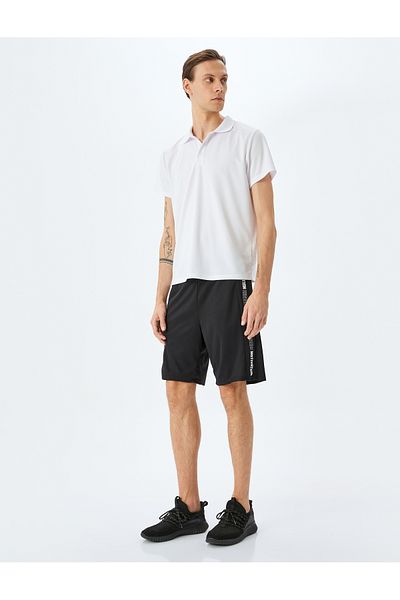 Koton Drawstring pocket detail slogan printed sport shorts