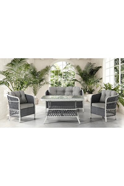 Tu Tienda VERONA 2 1 1 MASA BAHÇE BALKON MOBİLYASI,KOYU GRİ