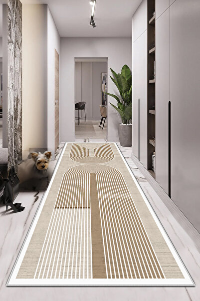 df home Yolluk Geometrik İskandinav Eskitmeli Dijital Baskı Yıkanabilir Kayma...