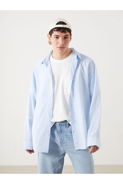 LC Waikiki Ανδρικό μακρυμάνικο ριγέ πουκάμισο XSIDE Regular Fit