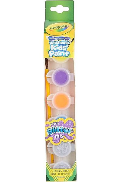 Crayola Washable Kids Paint Pot with Glitter Set Pack of 6