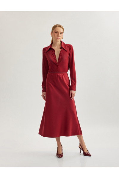 Koton Fusta din satin cu lungime midi cu talie standard