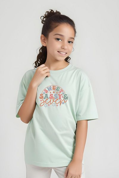FYK KİDS تي شيرت بناتي مطبوع عليه Sassy Sweat