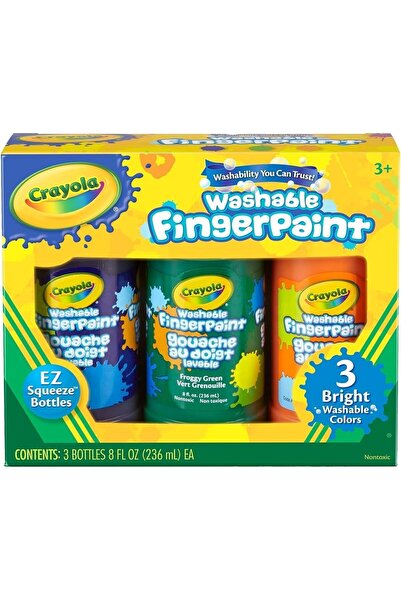 Crayola Washable Fingerpaints Bold Colors 8oz Pack of 3