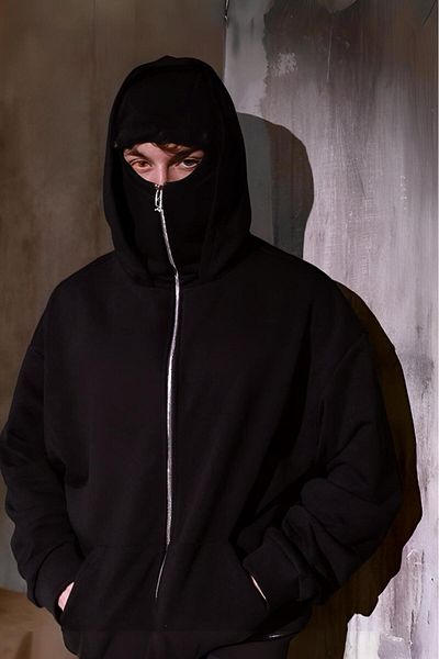 Oksit Унисекс суичър с качулка и цип от тройна прежда Ninja Ski Mask