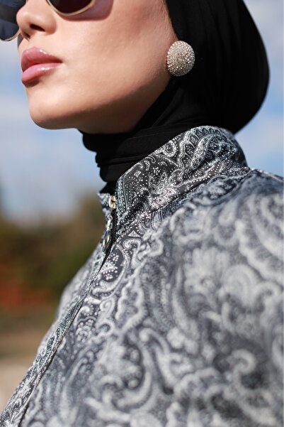 Vivezza Bone and Bag Gift Elastic Waist Shawl Patterned Zippered Hijab Swimsuit