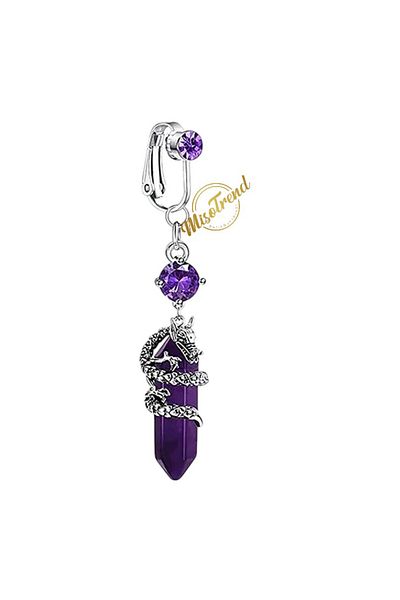 misotrend Natural Stone Dangle Fake Belly Piercing, No Hole Needed No Hole Belly Piercing
