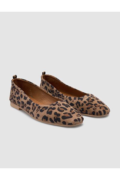 Cabani Dámské baleríny z 100% pravé kůže Leopard Tan
