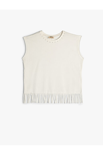 Koton تي شيرت بيج للبنات مزين بالشراشيب