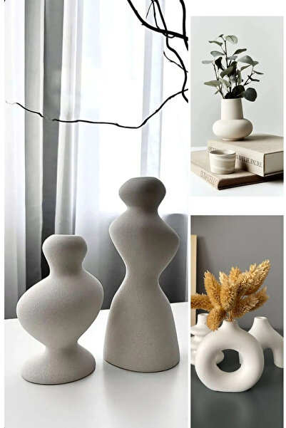 Genel Markalar MUFFAG 3'lü Set 6 Adet Obje Camber Vazo - Şamdan Set - Mini Se...