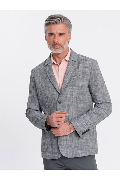 OMBRE Herrenjacke im REGULAR-Schnitt mit Leinen - Graphit V5 OM-BLZB-0128 M